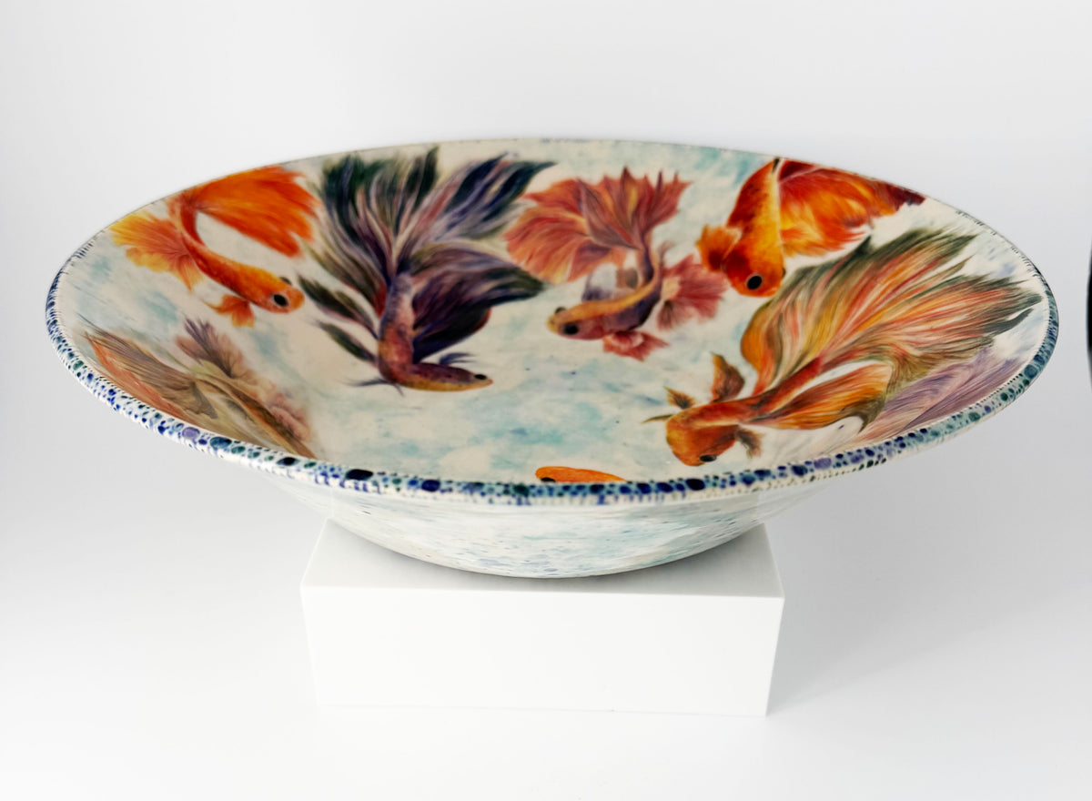 Fired Palette Handpainted Goldfish Bowl