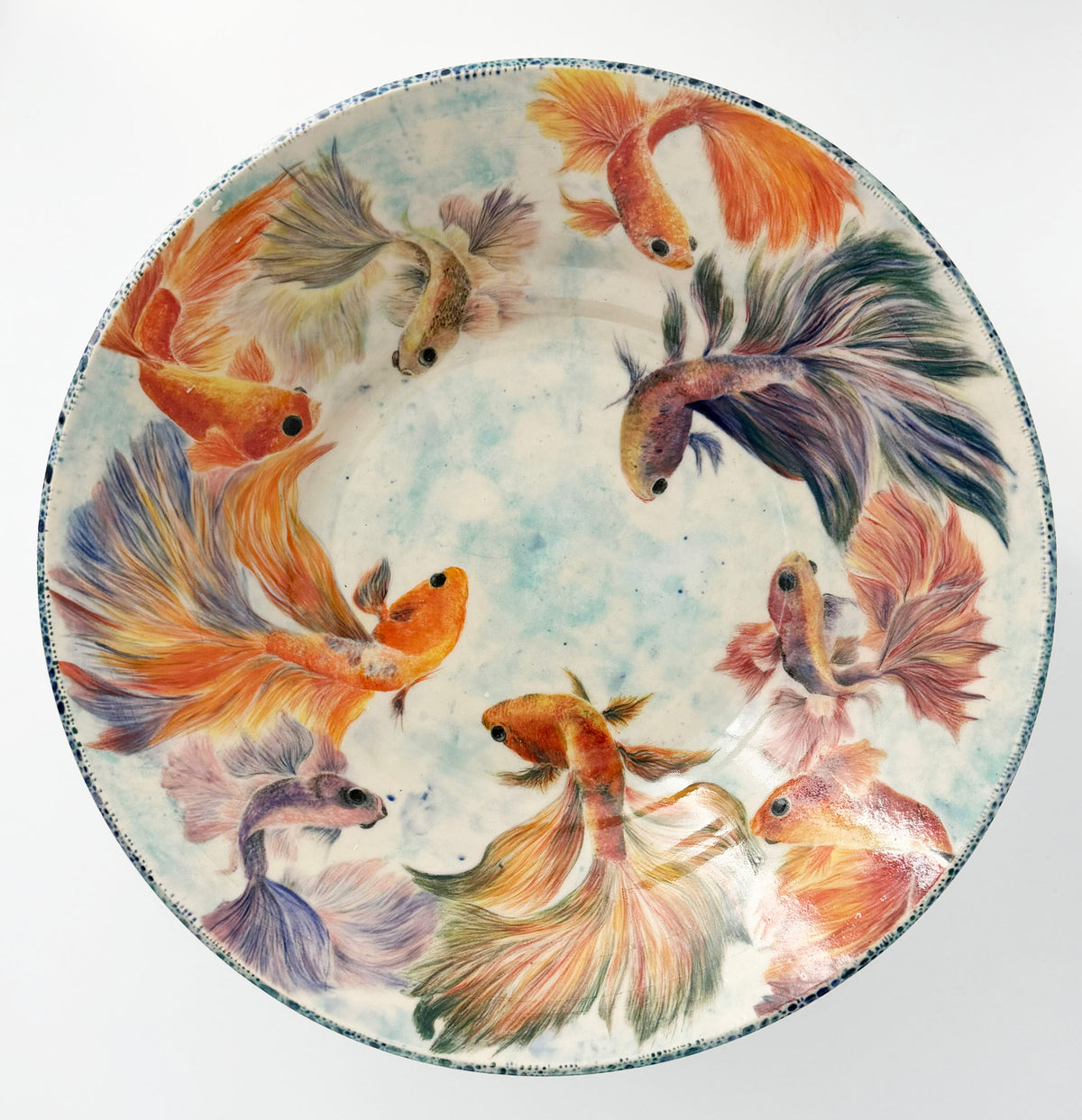 Fired Palette Handpainted Goldfish Bowl